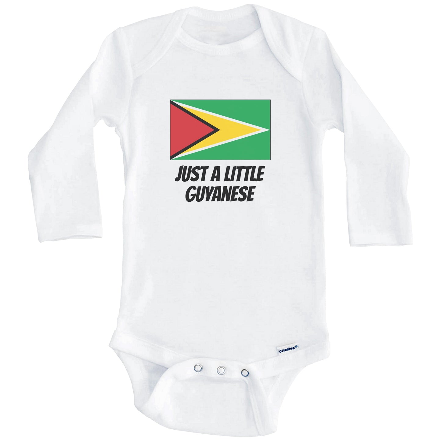 Just A Little Guyanese Cute Guyana Flag Baby Onesie (Long Sleeves)