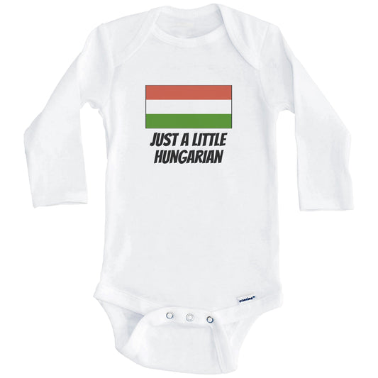 Just A Little Hungarian Cute Hungary Flag Baby Onesie (Long Sleeves)