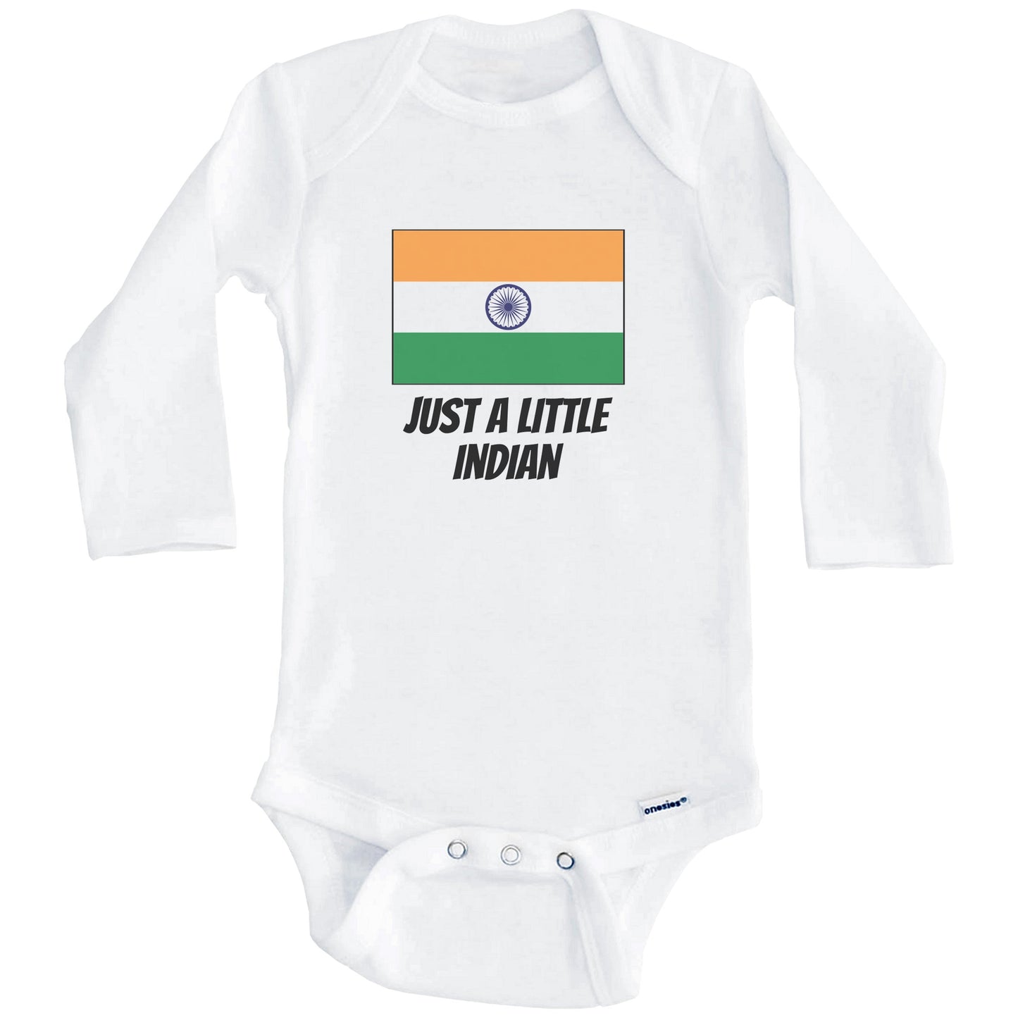 Just A Little Indian Cute India Flag Baby Onesie (Long Sleeves)