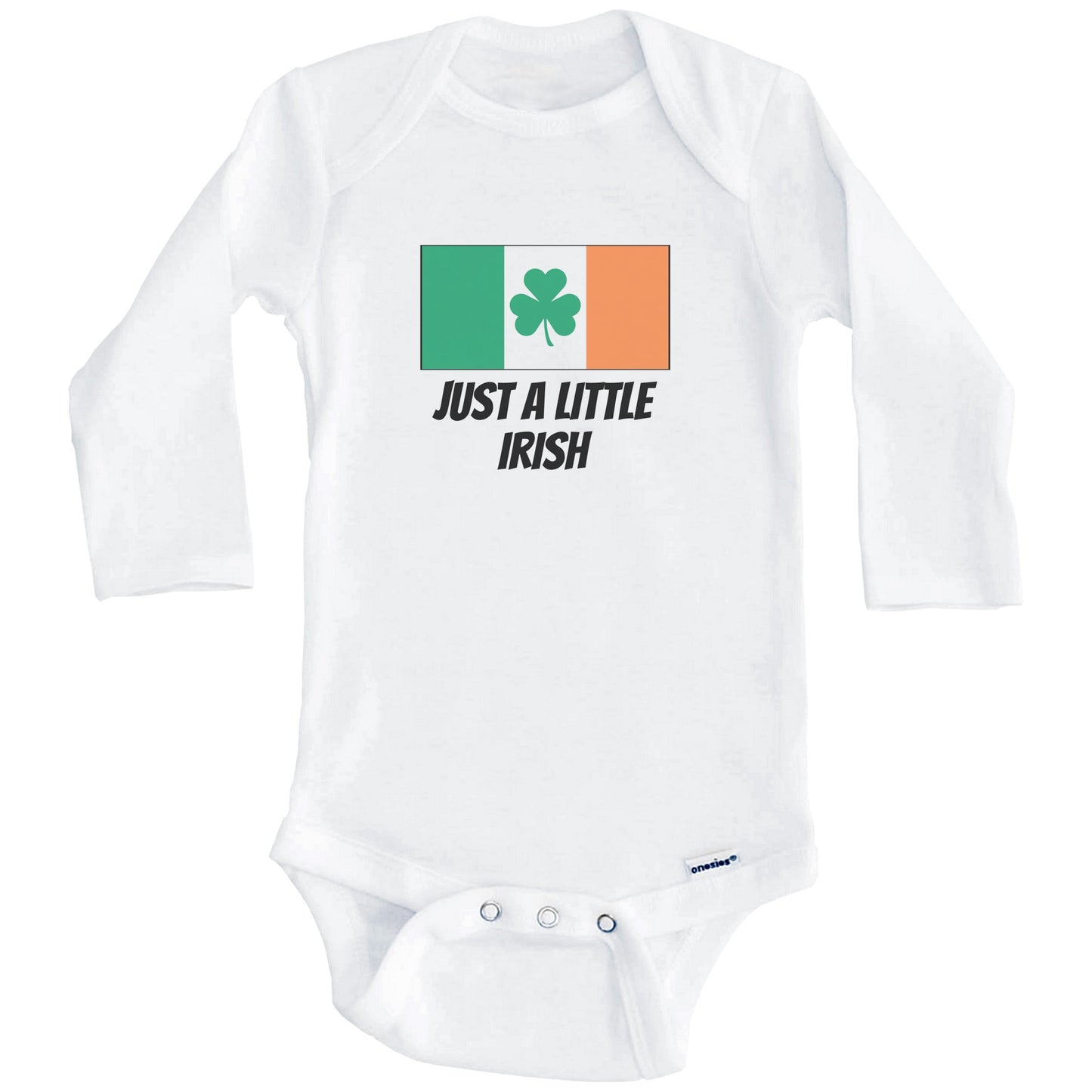 Just A Little Irish Cute Ireland Flag Baby Onesie (Long Sleeves)