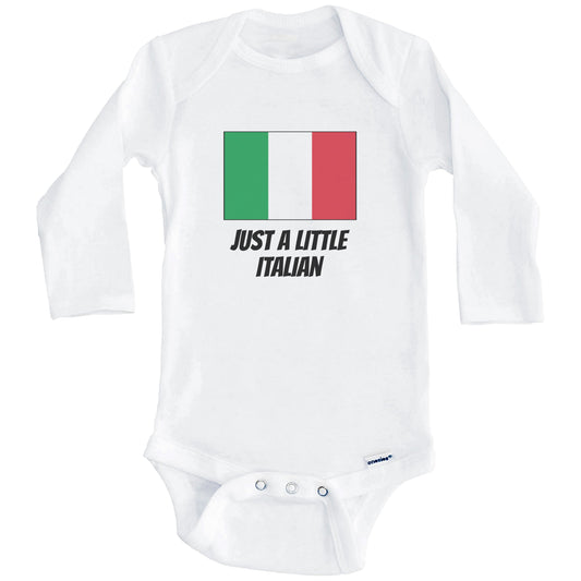 Just A Little Italian Cute Italy Flag Baby Onesie (Long Sleeves)