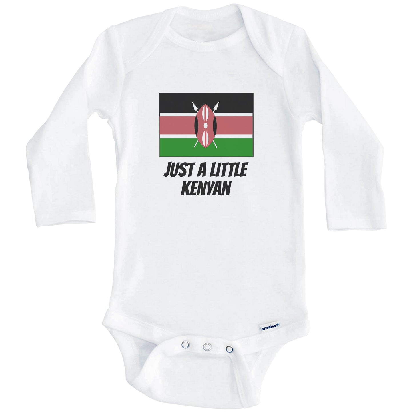 Just A Little Kenyan Cute Kenya Flag Baby Onesie (Long Sleeves)
