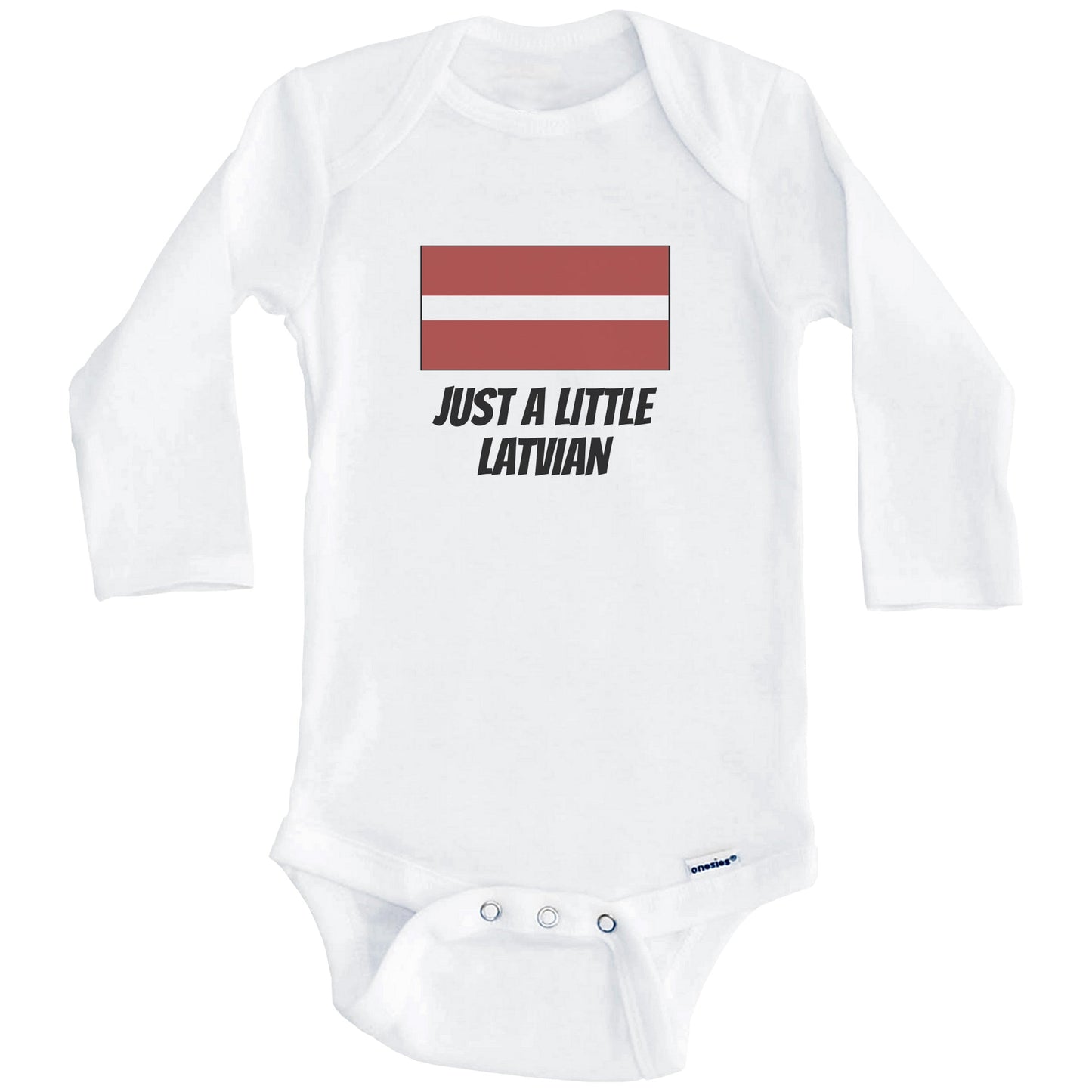 Just A Little Latvian Cute Latvia Flag Baby Onesie (Long Sleeves)