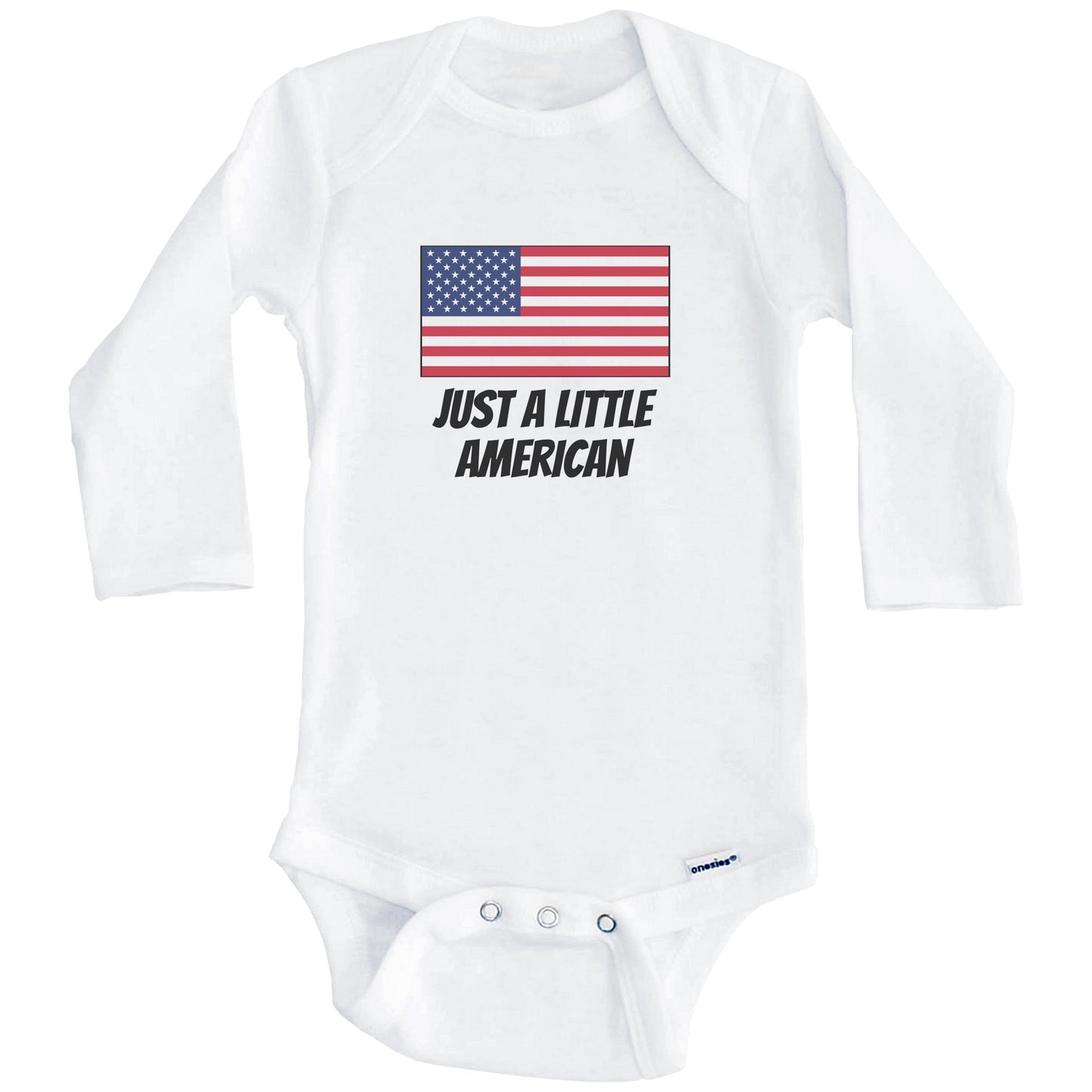 Just A Little American Cute United States Flag Baby Onesie (Long Sleeves)