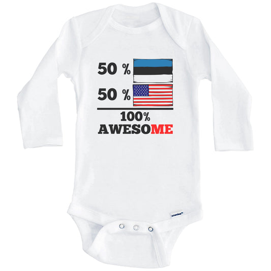 Half Estonian Half American 100% Awesome Baby Onesie (Long Sleeves)
