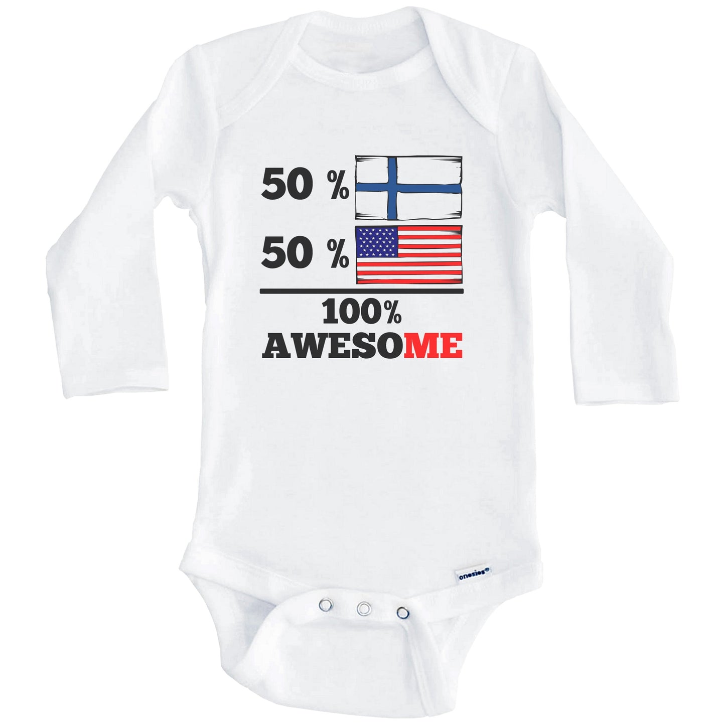 Half Finnish Half American 100% Awesome Baby Onesie (Long Sleeves)