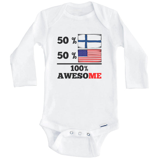 Half Finnish Half American 100% Awesome Baby Onesie (Long Sleeves)