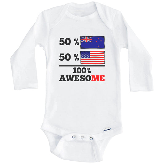 Half Kiwi Half American 100% Awesome Baby Onesie (Long Sleeves)