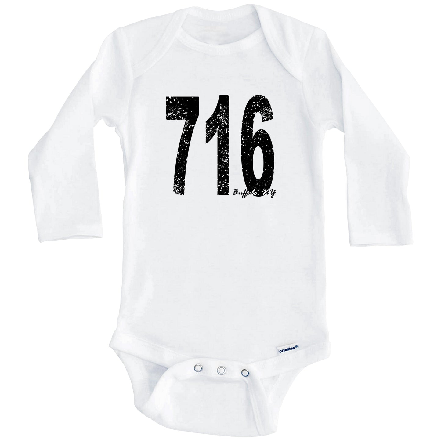 716 Buffalo New York Area Code Baby Onesie - One Piece Baby Bodysuit (Long Sleeves)