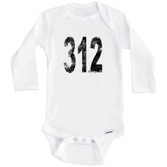312 Chicago Illinois Area Code Baby Onesie - One Piece Baby Bodysuit (Long Sleeves)