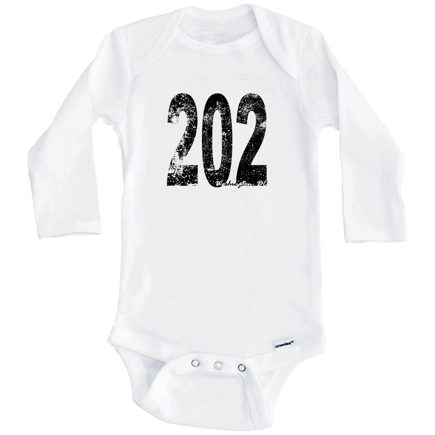 202 Washington DC Area Code Baby Onesie - One Piece Baby Bodysuit (Long Sleeves)