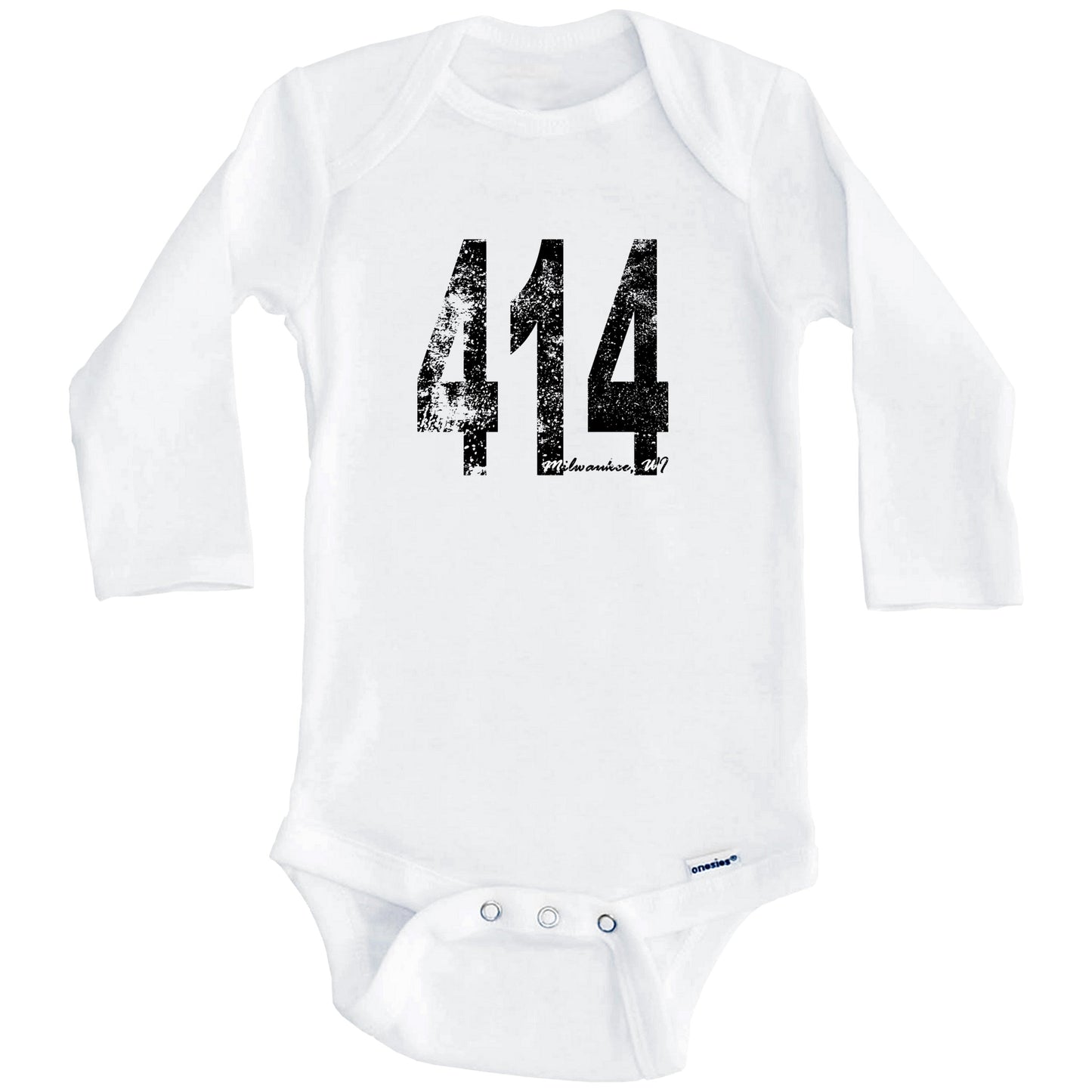414 Milwaukee Wisconsin Area Code Baby Onesie - One Piece Baby Bodysuit (Long Sleeves)