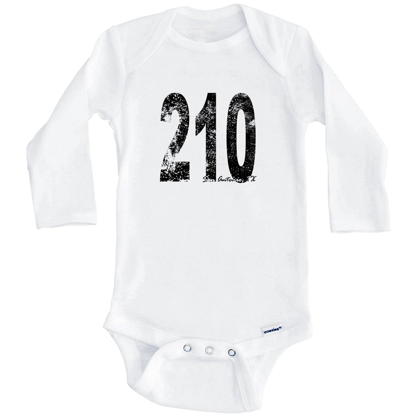 210 San Antonio Texas Area Code Baby Onesie - One Piece Baby Bodysuit (Long Sleeves)