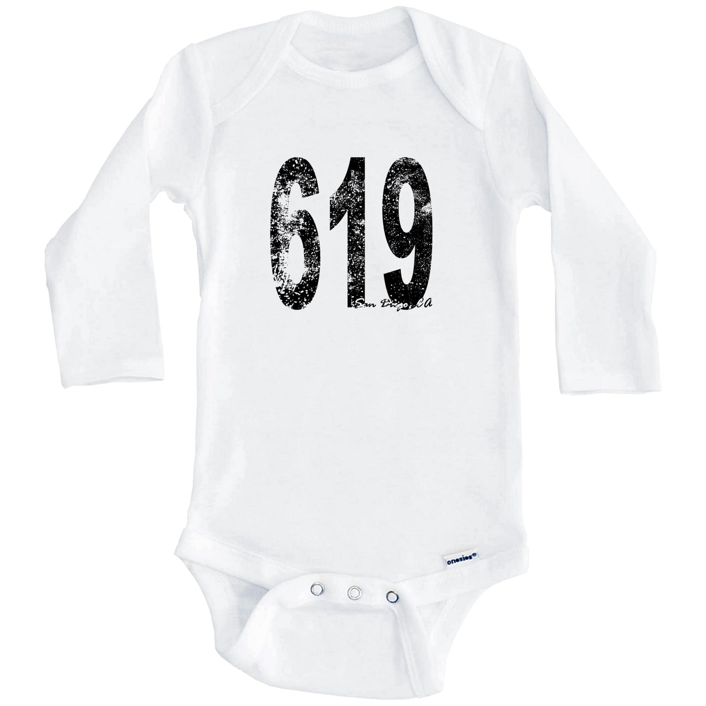 619 San Diego California Area Code Baby Onesie - One Piece Baby Bodysuit (Long Sleeves)