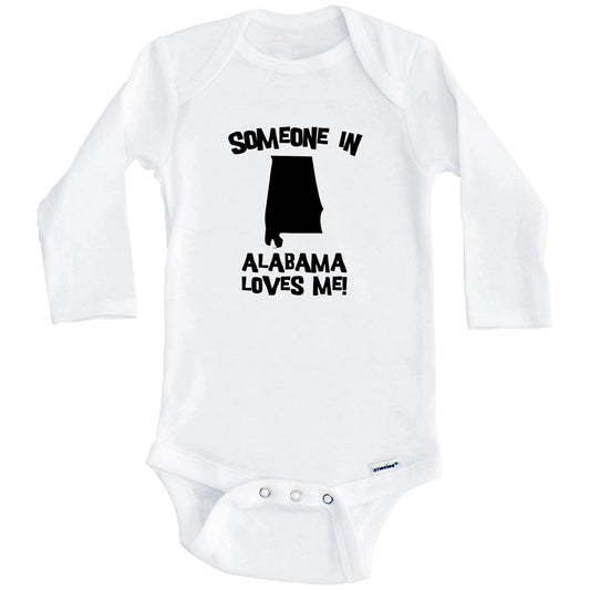 Someone In Alabama Loves Me State Silhouette Cute Baby Onesie - One Piece Baby Bodysuit (Long Sleeves)