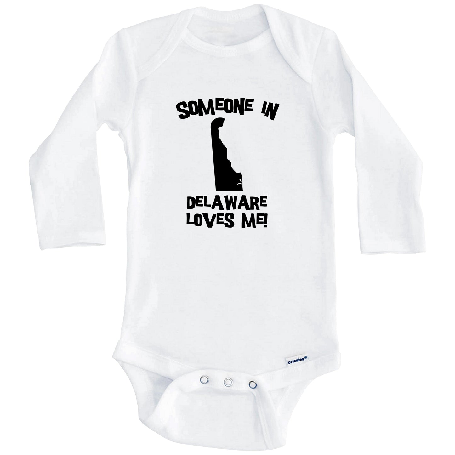 Someone In Delaware Loves Me State Silhouette Cute Baby Onesie - One Piece Baby Bodysuit (Long Sleeves)