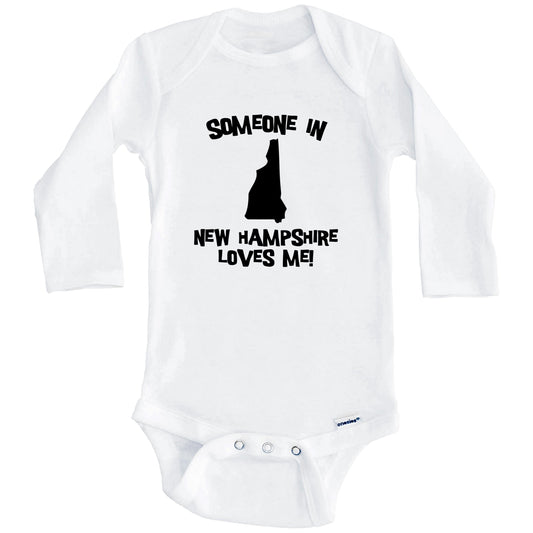 Someone In New Hampshire Loves Me State Silhouette Cute Baby Onesie - One Piece Baby Bodysuit (Long Sleeves)
