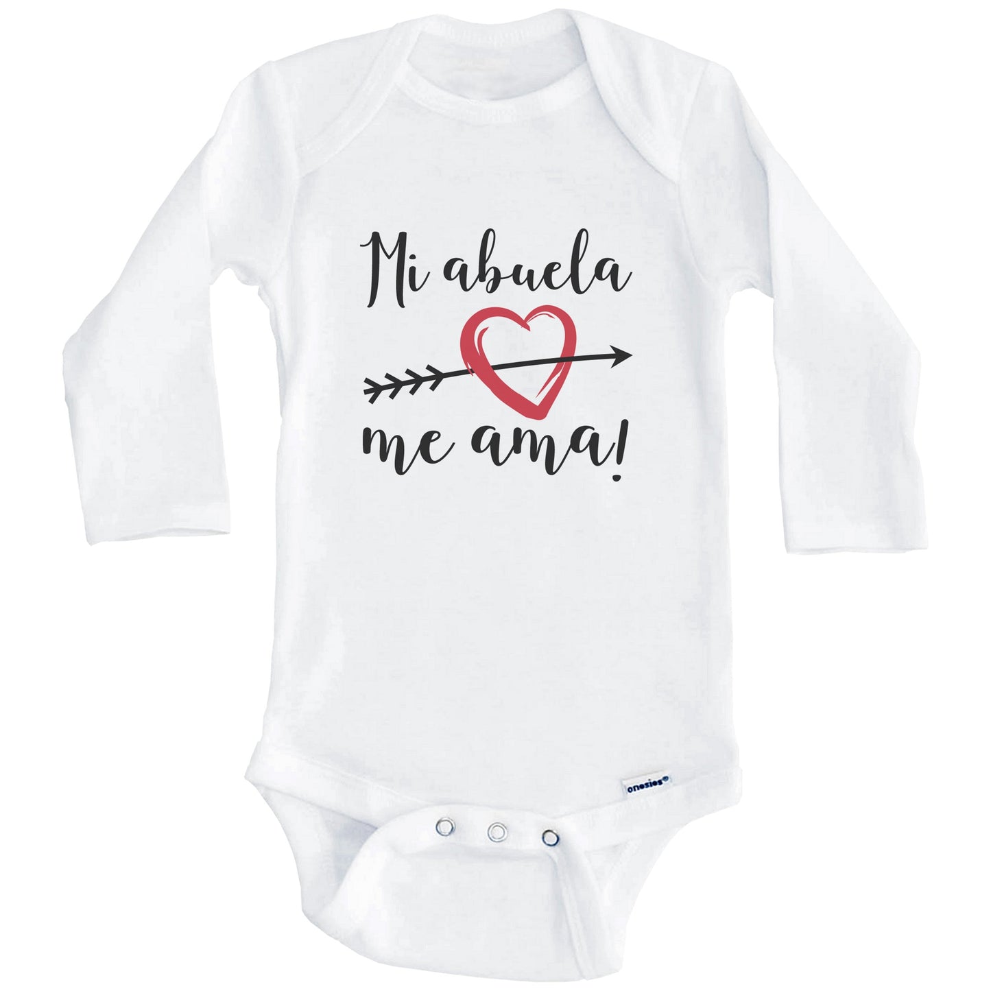 Mi Abuela Me Ama My Grandma Loves Me Spanish Language Grandchild Onesie - One Piece Baby Bodysuit (Long Sleeves)