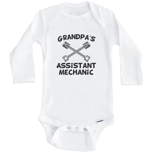 Grandpa's Assistant Mechanic Cute Grandchild Baby Onesie (Long Sleeves)