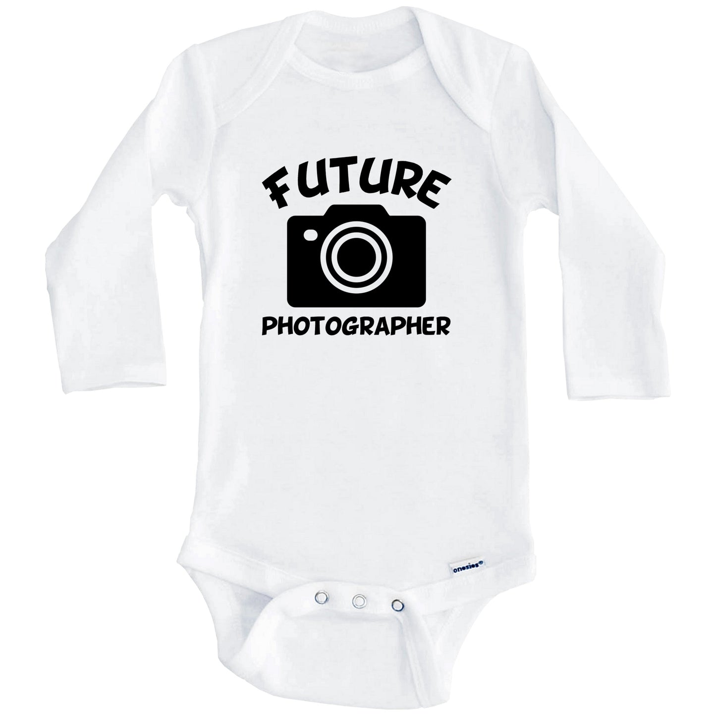 Future Photographer Cute Camera Baby Onesie - One Piece Baby Bodysuit (Long Sleeves)