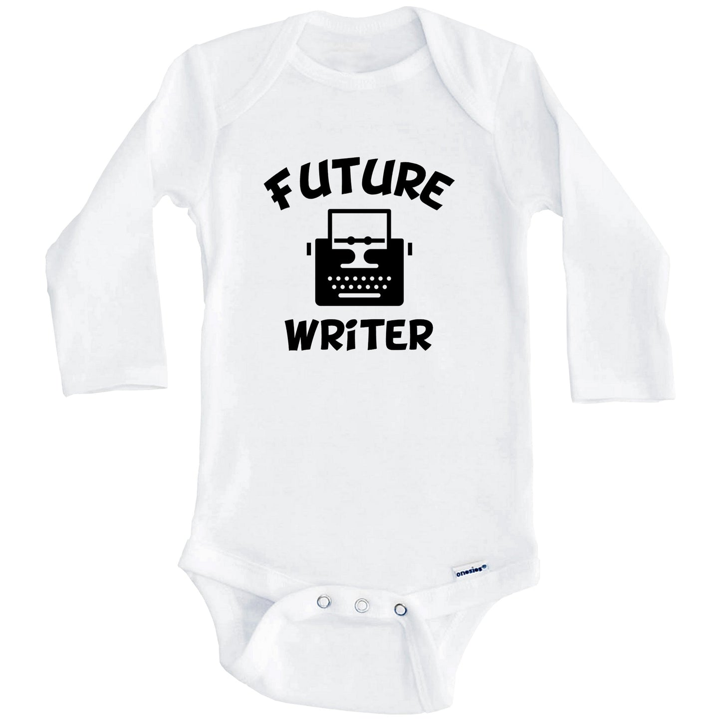 Future Writer Cute Typewriter Baby Onesie - One Piece Baby Bodysuit (Long Sleeves)