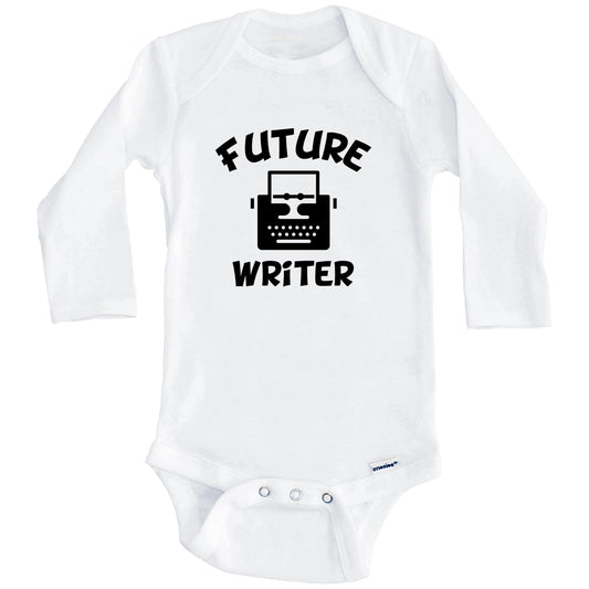 Future Writer Cute Typewriter Baby Onesie - One Piece Baby Bodysuit (Long Sleeves)