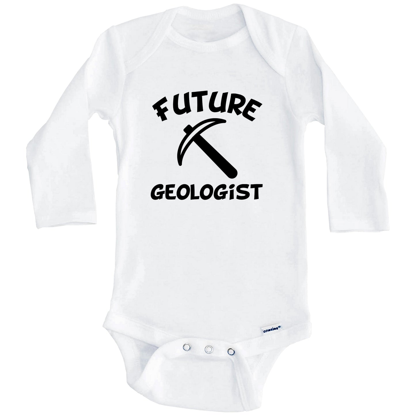Future Geologist Cute Pick Axe Baby Onesie - One Piece Baby Bodysuit (Long Sleeves)