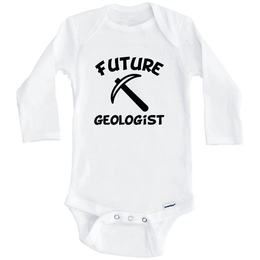 Future Geologist Cute Pick Axe Baby Onesie - One Piece Baby Bodysuit (Long Sleeves)