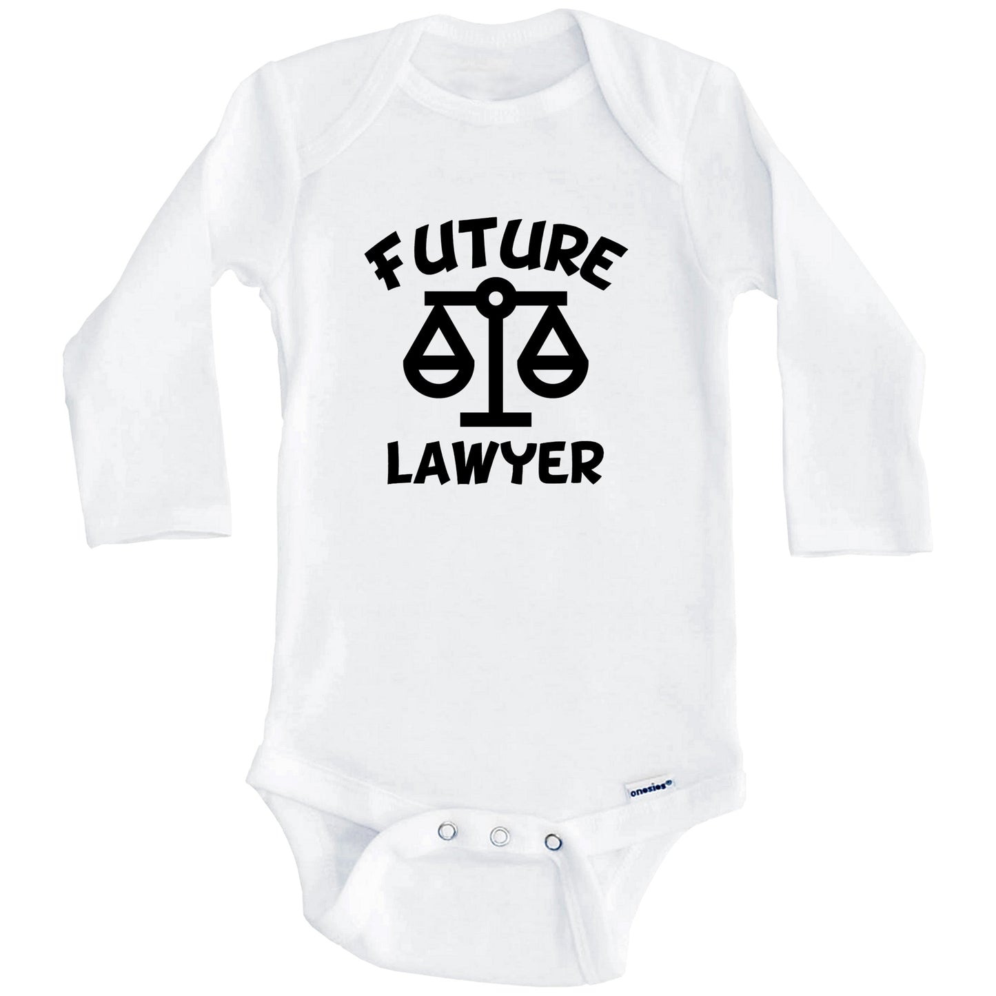 Future Lawyer Cute Scales of Justice Baby Onesie - One Piece Baby Bodysuit (Long Sleeves)