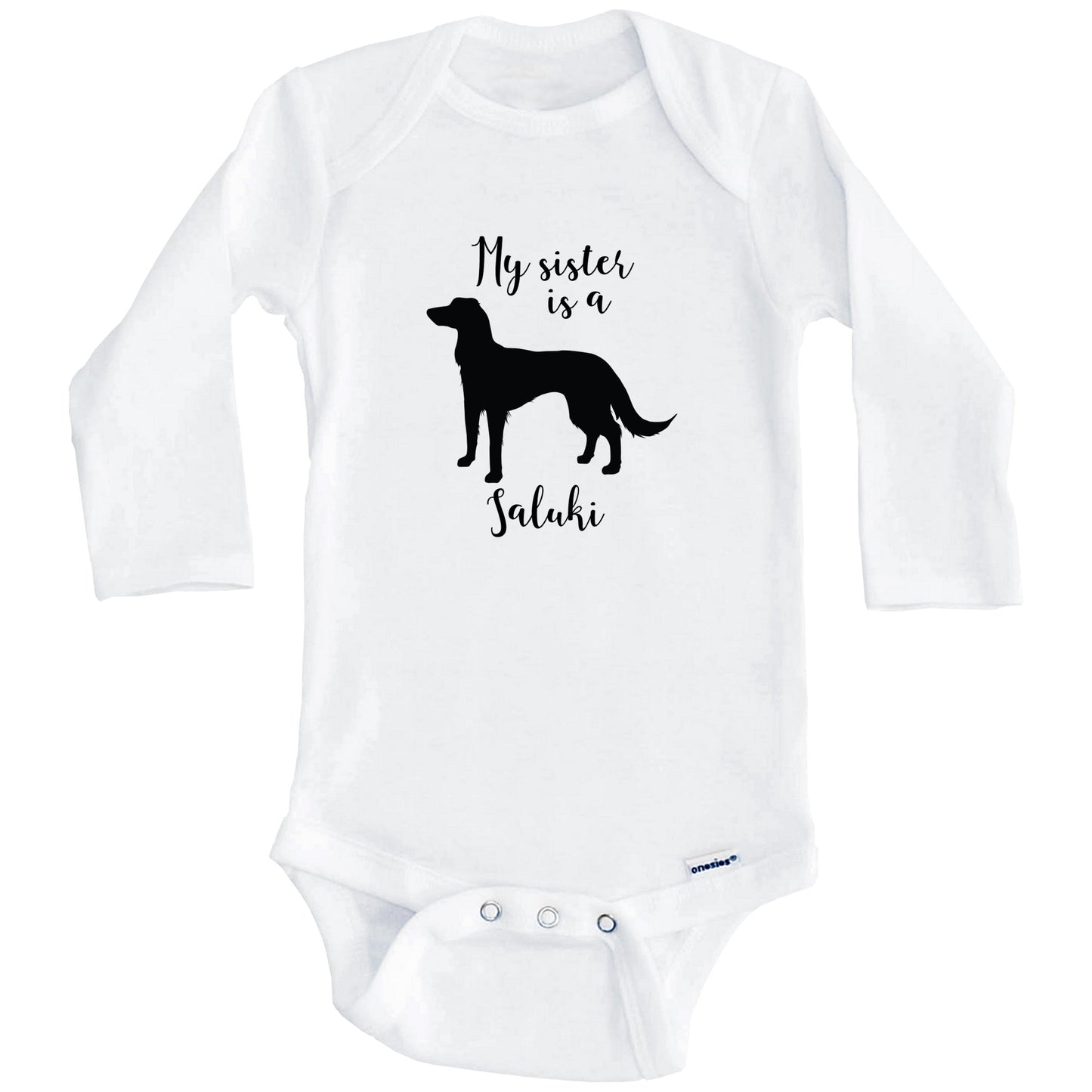 My Sister Is A Saluki cute Dog Baby Onesie - Saluki One Piece Baby Bodysuit (Long Sleeves)
