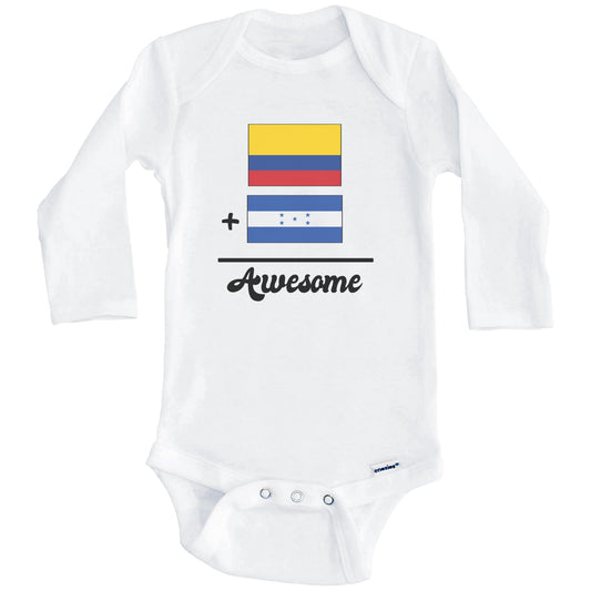 Colombia Plus Honduras Equals Awesome Cute Colombian Honduran Flags One Piece Baby Bodysuit (Long Sleeves)