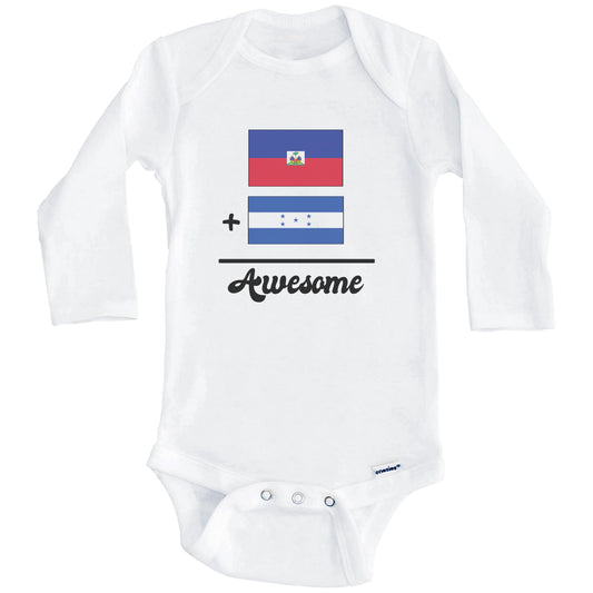 Haiti Plus Honduras Equals Awesome Cute Haitian Honduran Flags One Piece Baby Bodysuit (Long Sleeves)