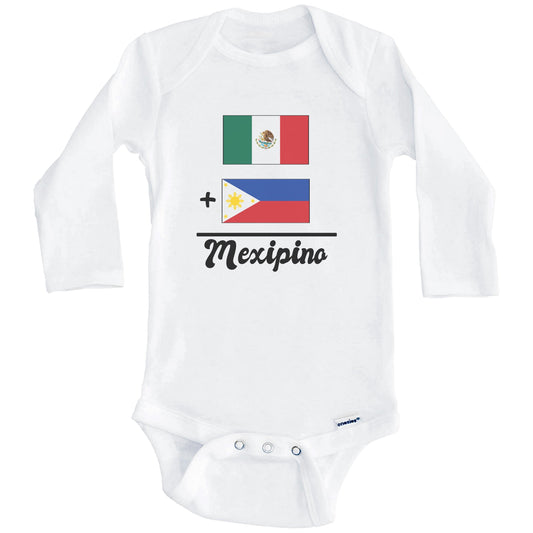 Mexico Plus Philippines Equals Mexipino Cute Mexican Filipino Flags One Piece Baby Bodysuit (Long Sleeves)