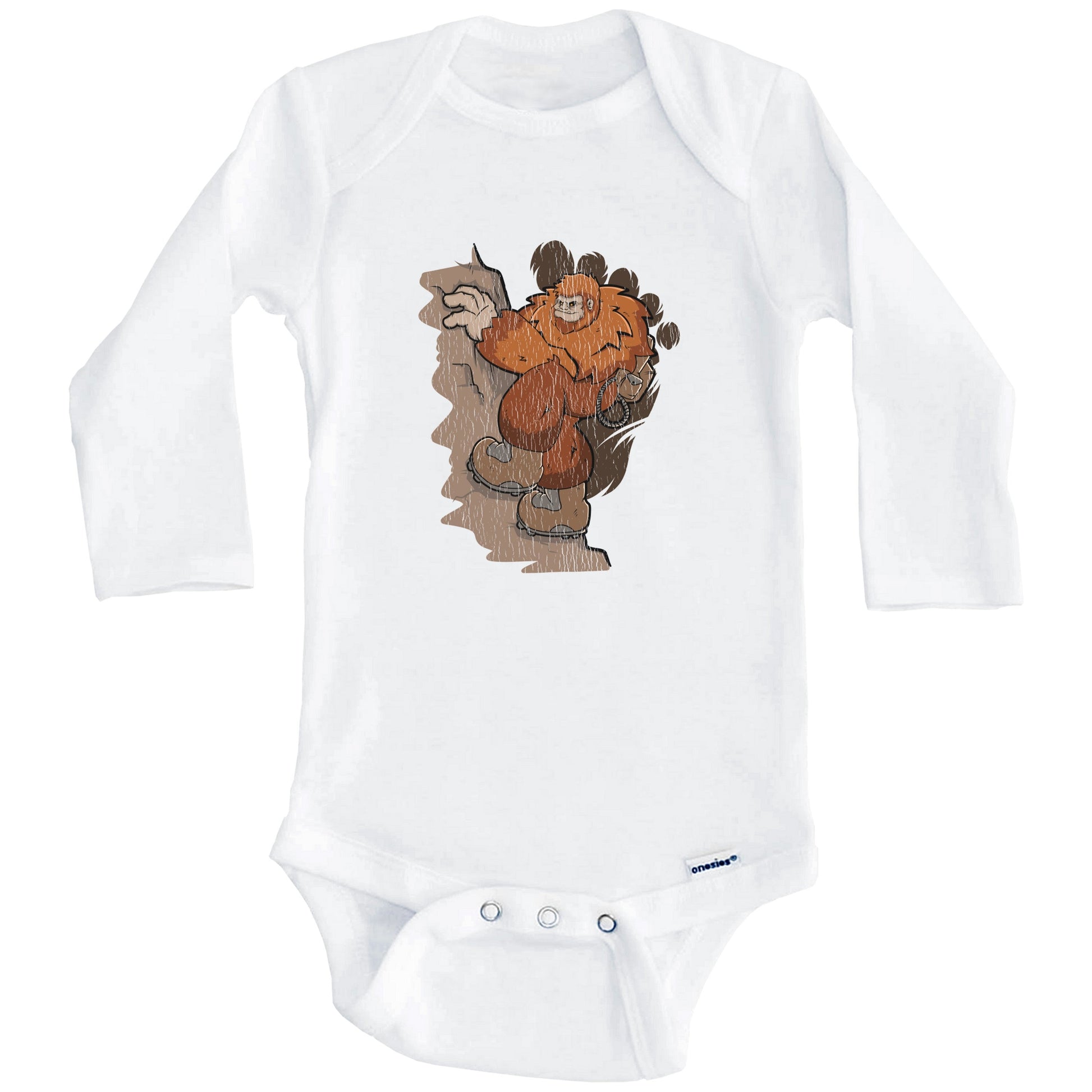 Bigfoot Mountaineering Baby Bodysuit - Sasquatch Rock Climbing One Piece Baby Bodysuit (Long Sleeves)