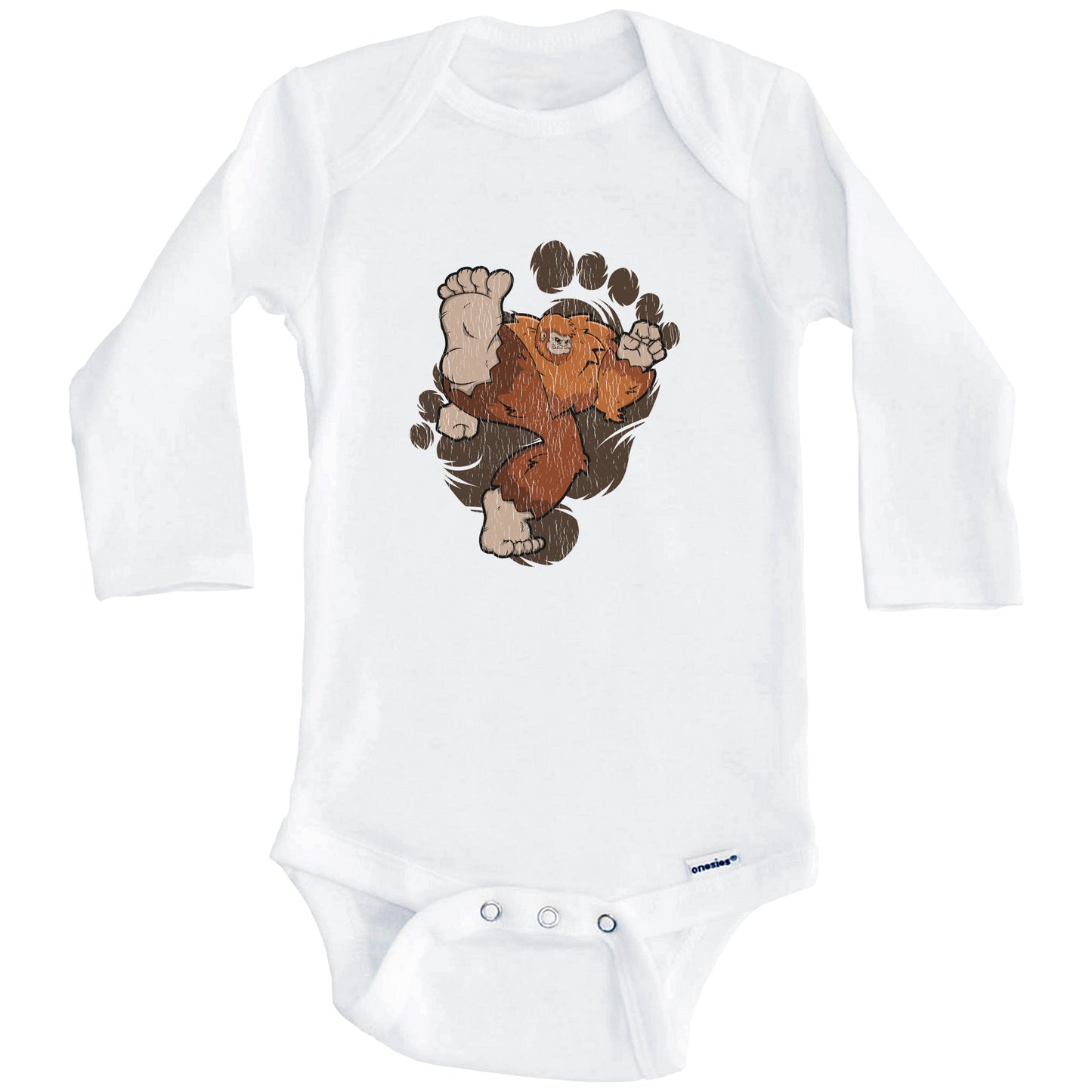 Bigfoot Karate Baby Bodysuit - Sasquatch Kicking One Piece Baby Bodysuit (Long Sleeves)