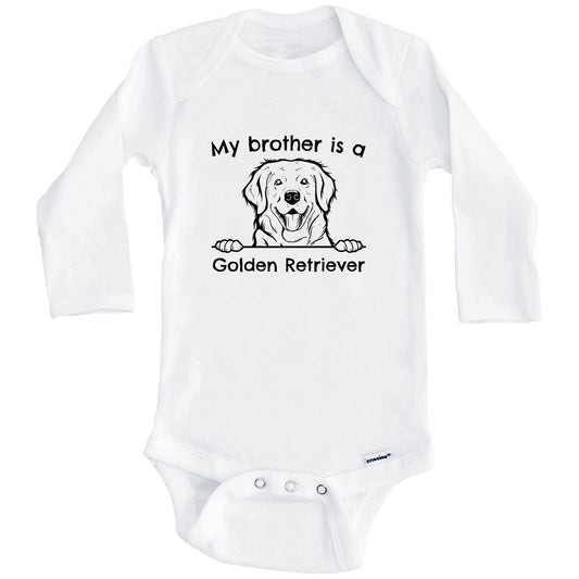 My Brother Is A Golden Retriever One Piece Baby Bodysuit (Long Sleeves)