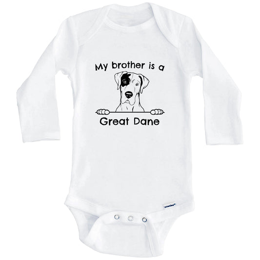 My Brother Is A Great Dane One Piece Baby Bodysuit (Long Sleeves)