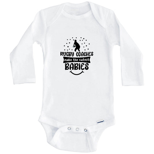 Rugby Coaches Make The Cutest Babies Funny Rugby Coach One Piece Baby Bodysuit (Long Sleeves)