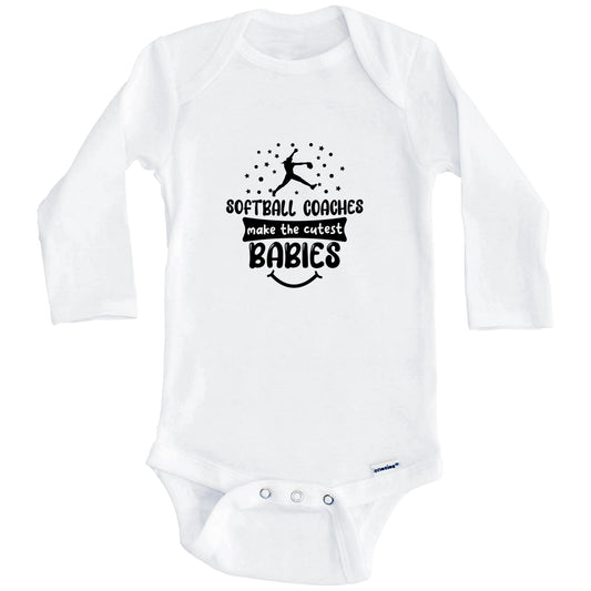 Softball Coaches Make The Cutest Babies Funny Softball Coach One Piece Baby Bodysuit (Long Sleeves)