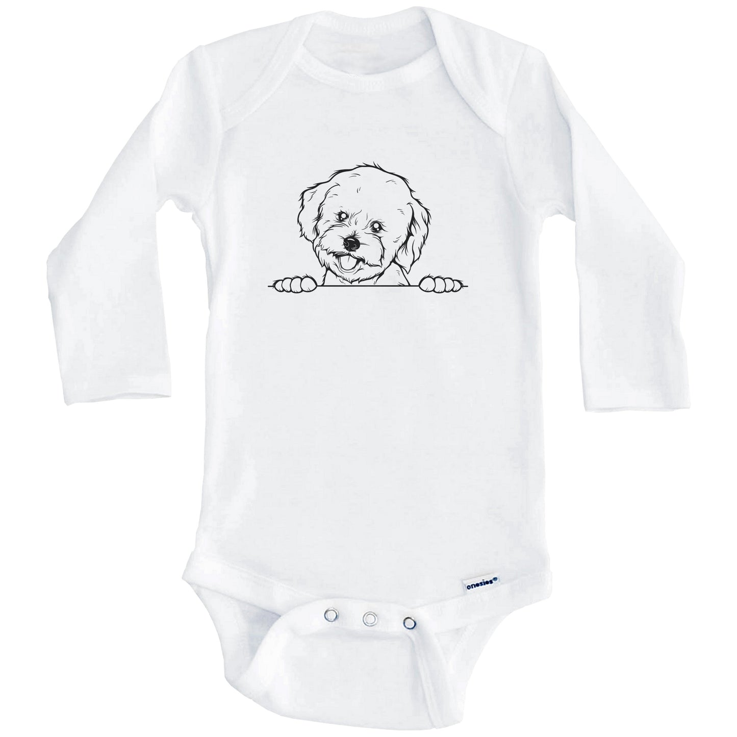 Bichon Frise Dog Breed Drawing Cute One Piece Baby Bodysuit (Long Sleeves)