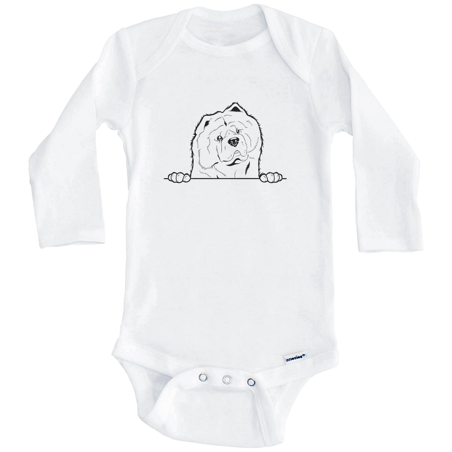 Chow Chow Dog Breed Drawing Cute One Piece Baby Bodysuit (Long Sleeves)