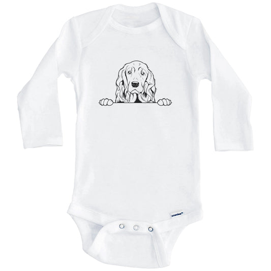 Cocker Spaniel Dog Breed Drawing Cute One Piece Baby Bodysuit (Long Sleeves)