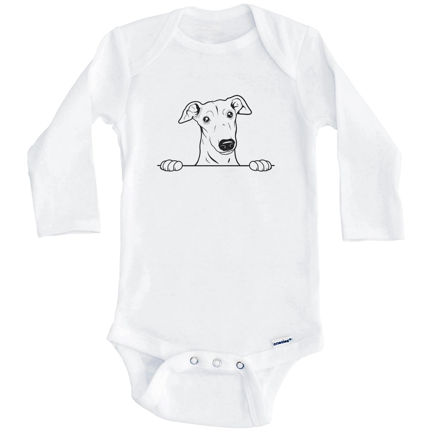 Greyhound Dog Breed Drawing Cute One Piece Baby Bodysuit (Long Sleeves)