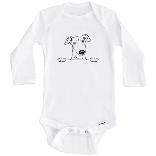 Greyhound Dog Breed Drawing Cute One Piece Baby Bodysuit (Long Sleeves)