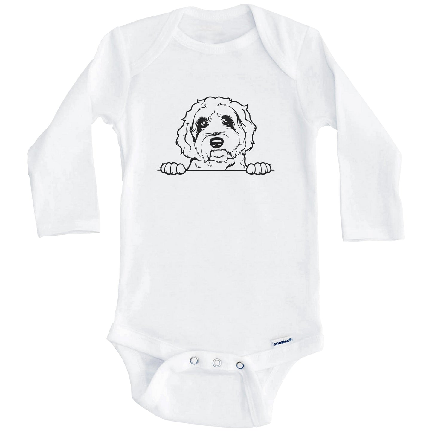 Labradoodle Dog Breed Drawing Cute One Piece Baby Bodysuit (Long Sleeves)