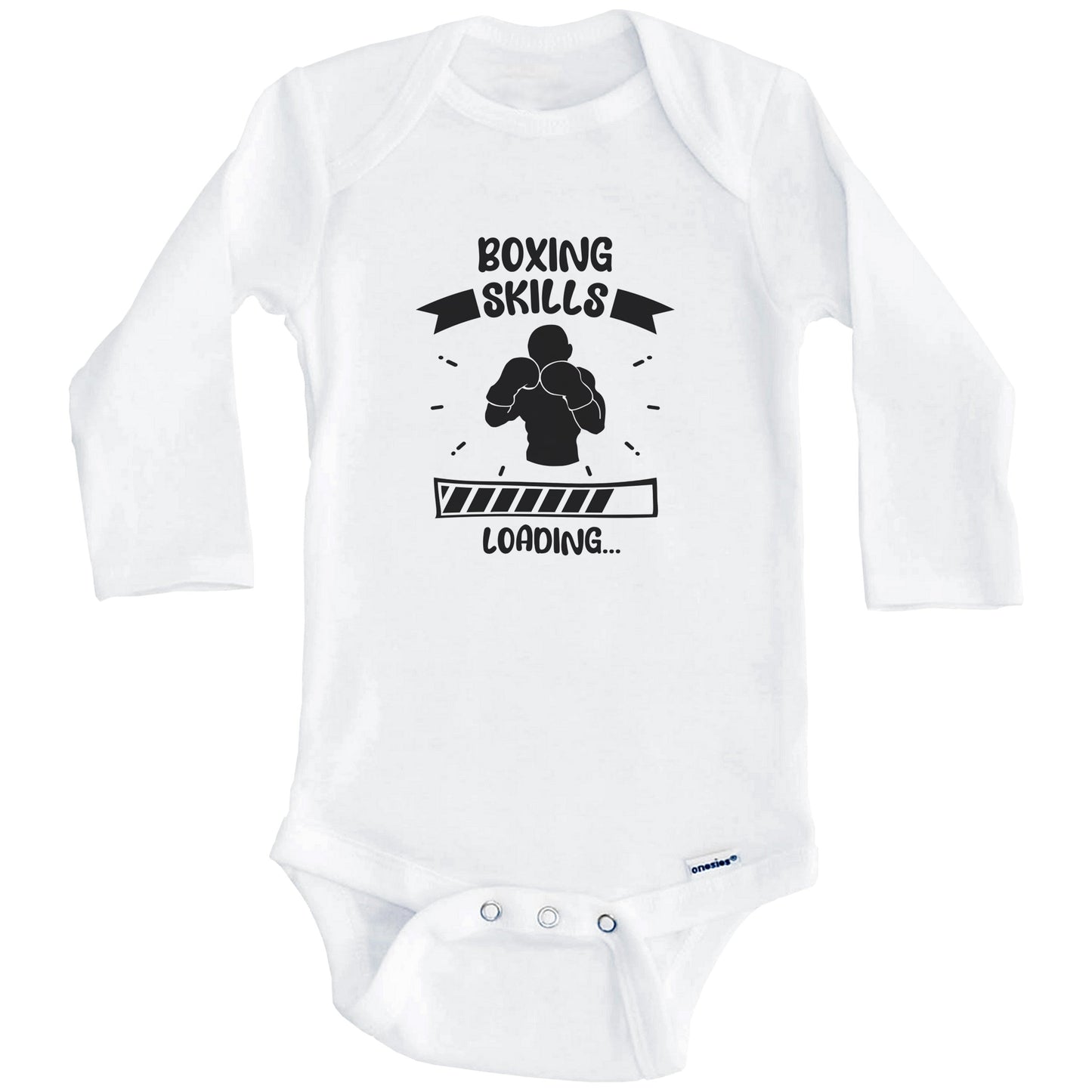 Boxing Skills Loading Funny Boxing Baby Bodysuit (Long Sleeves)