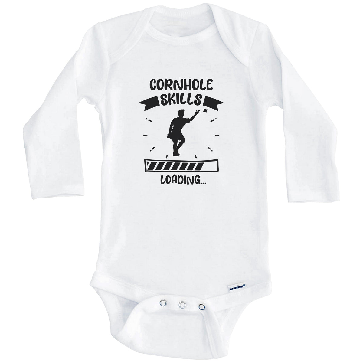 Cornhole Skills Loading Funny Cornhole Baby Bodysuit (Long Sleeves)