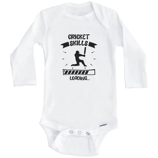 Cricket Skills Loading Funny Cricket Baby Bodysuit (Long Sleeves)