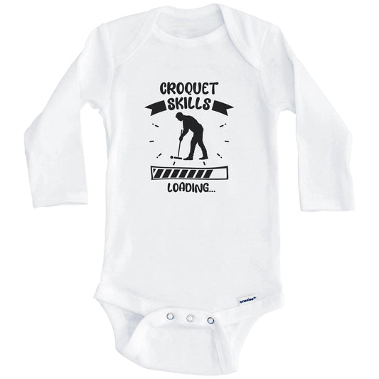 Croquet Skills Loading Funny Croquet Baby Bodysuit (Long Sleeves)