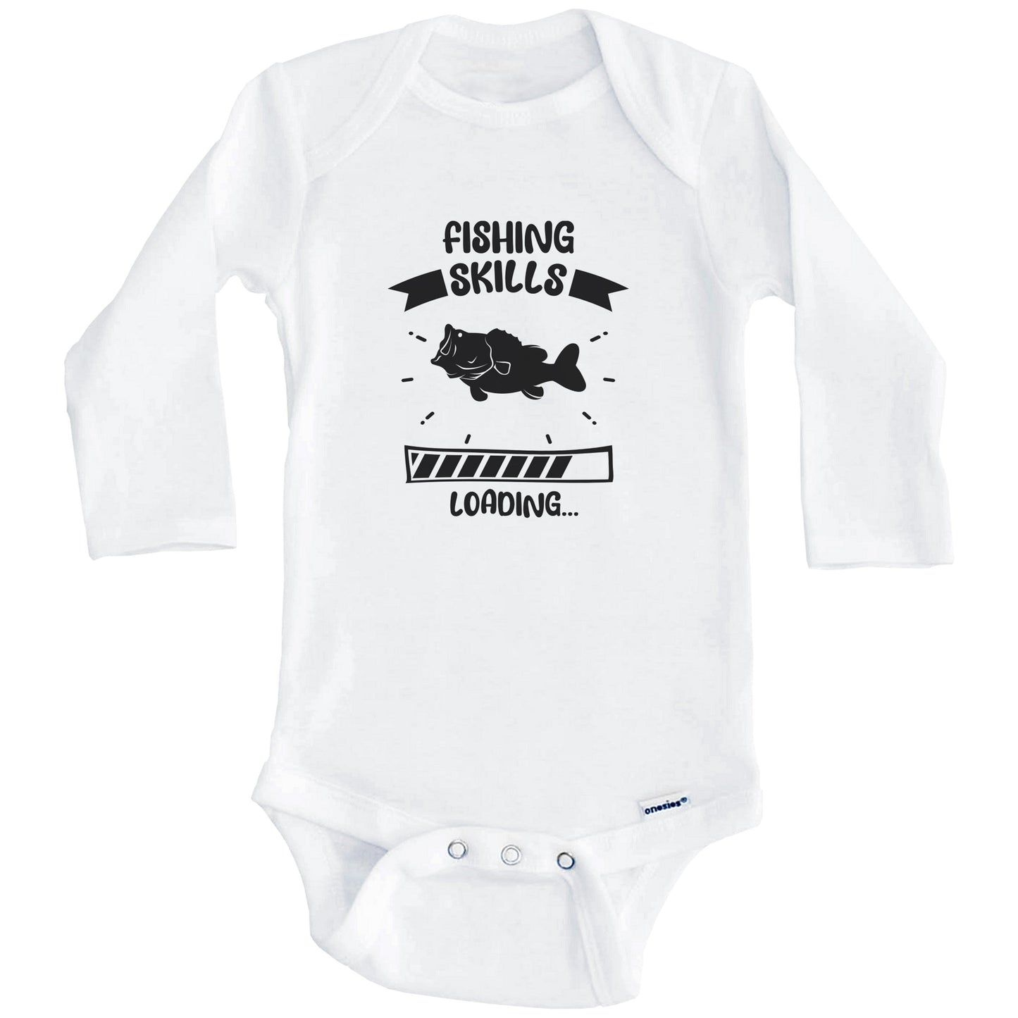 Fishing Skills Loading Funny Fishing Baby Bodysuit (Long Sleeves)